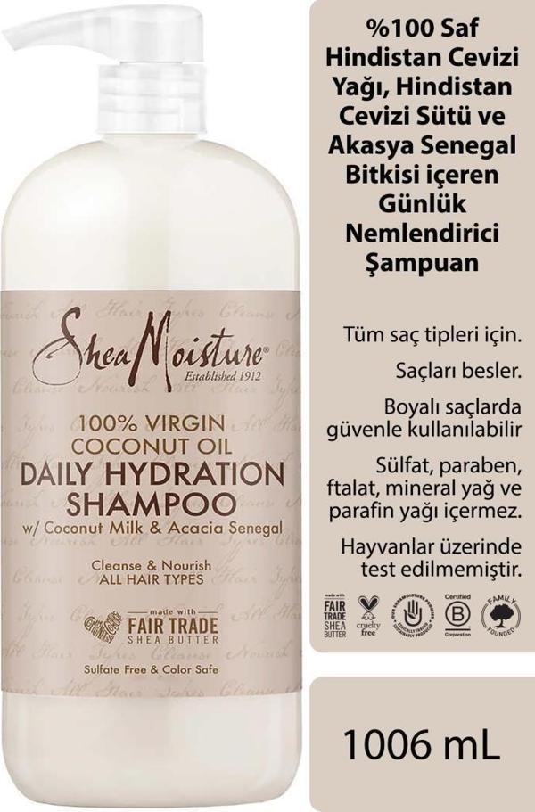 Shea Moisture %100 Saf Hindistan Cevizi Yağlı Günlük Nemlendirici Şampuan 1006ML - Image 1