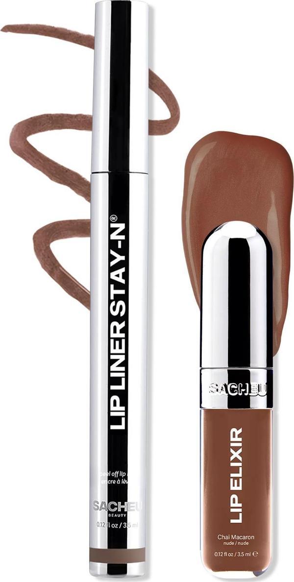 Sacheu Stay-n Nude Duo Uzun Süre Kalıcı Dudak Şekillendirme ve Parlaklık Seti 2x3.5ML - Image 1