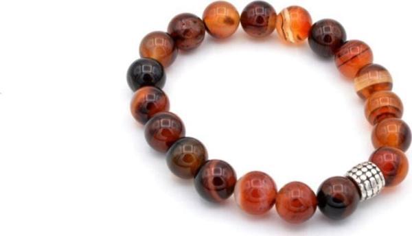 Hakiki Doğal Çizgili Kırmızı Akik Bileklik 1.kalite 004 - Image 1