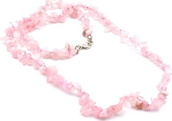 Hakiki Doğal Kırık Taş Pembe Kuvars Taşı Kolye - Image 1