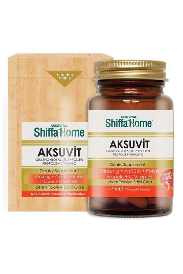 Aksuvit Ginseng Arı Sütü Polen Propolis C Vitamini 80 Tablet 750 mg - Image 1