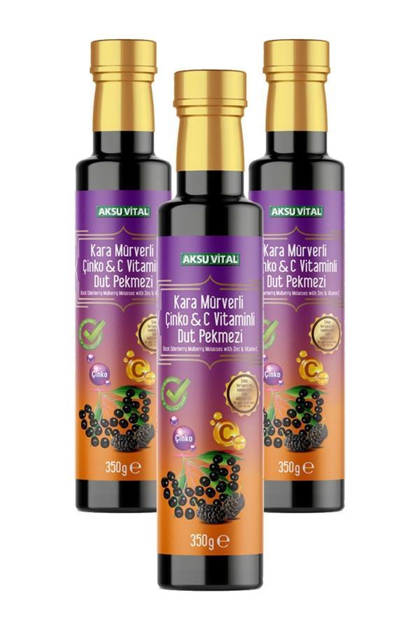3 Kutu Kara Mürverli Çinko C Vitaminli Dut Pekmezi 350 Gr Karamürver - Image 1
