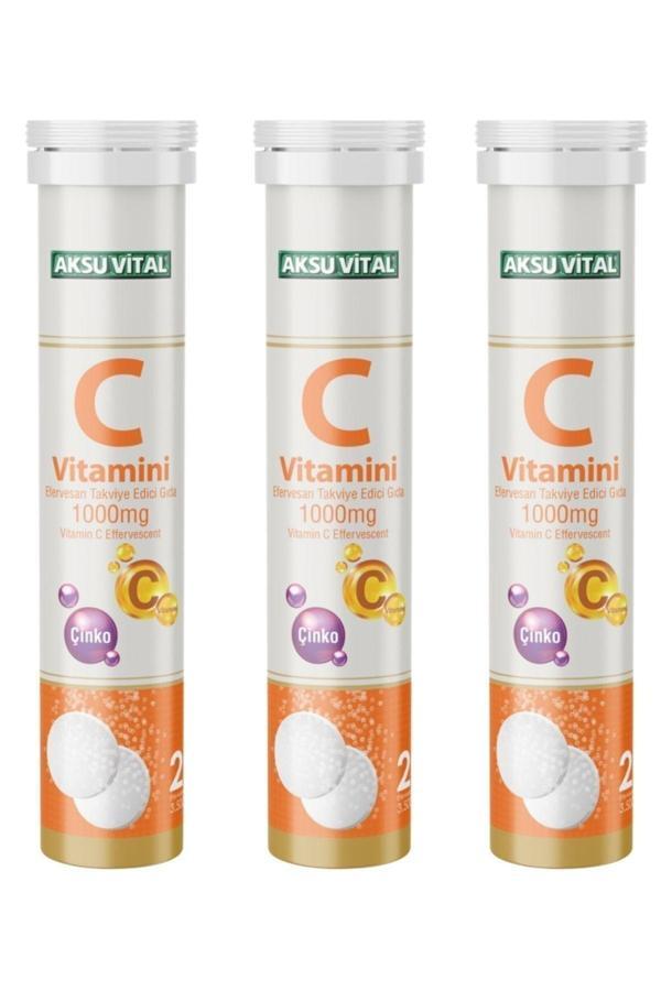 C Vitamini Çinko 1000mg 20 Efervesan Tablet X 3 Adet - Image 1