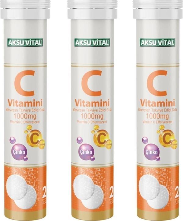 C Vitamini Çinko 1000mg 20 Efervesan Tablet X 3 Adet - Image 1