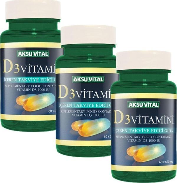 D3 Vitamini 60 Softgel 650mg x 3 Adet - Image 1