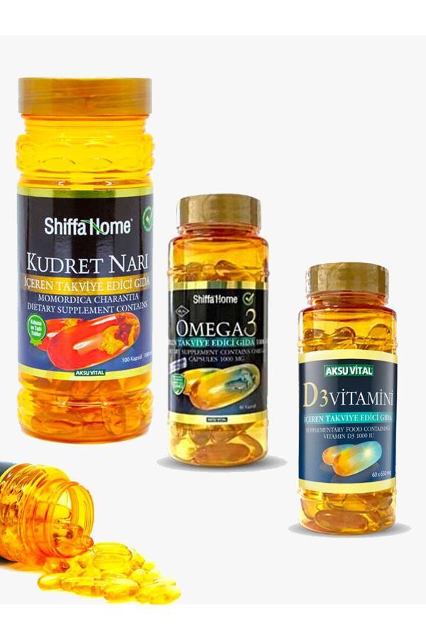 Omega 3 - 60 Kapsül+ Kudret Narı Softjel 100 Kapsül+ D3 Vitamini 60 Kapsül - Image 1