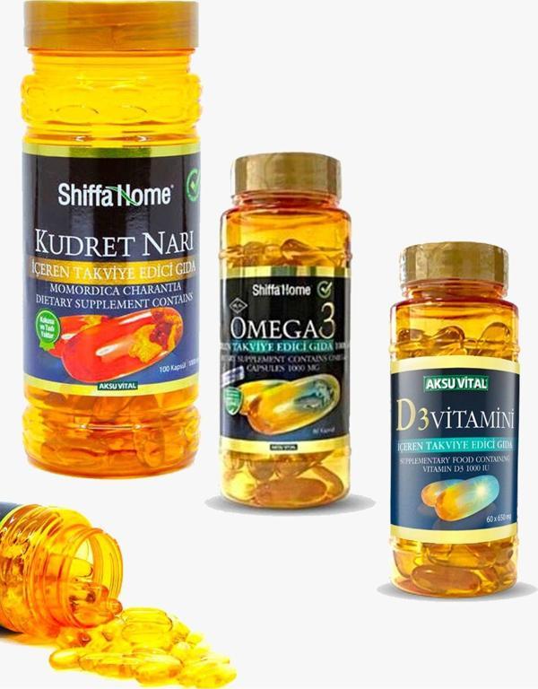 Omega 3 - 60 Kapsül+ Kudret Narı Softjel 100 Kapsül+ D3 Vitamini 60 Kapsül - Image 1