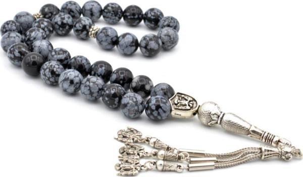 Hakiki Doğal Obsidyen Taşı Tesbih Iri Boy 1.kalite - Image 1