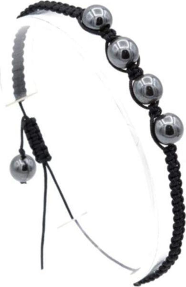 Hakiki Makrome Model Doğal Hematit Taşı Bileklik 1. Kalite 001 - Image 1
