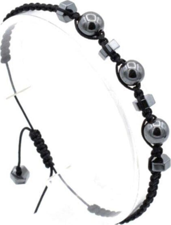 Hakiki Makrome Model Doğal Hematit Taşı Bileklik 1. Kalite 003 - Image 1