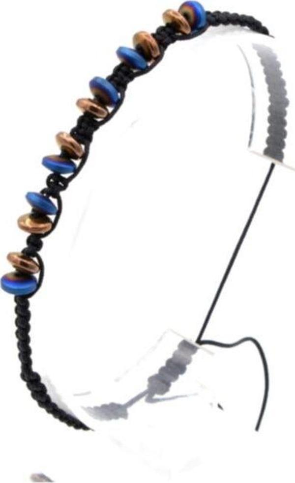 Hakiki Makrome Model Doğal Hematit Taşı Bileklik 1. Kalite 006 - Image 1