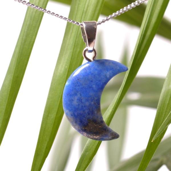 Taş Sandığı Ay Şeklinde Lapis Lazuli Taşı Kolye - Küçük boy - Image 1