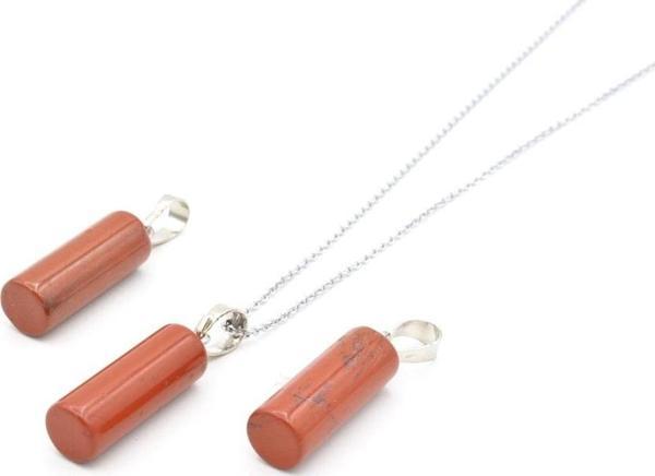 Hakiki Silindir Şeklinde Doğal Jasper Taşı Kolye Ucu 1.kalite - Image 1