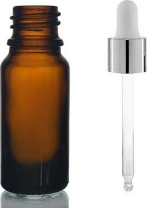 5ml kahverengi cam damlalıklı, 30 adet,Gümüş Kapak Beyaz Emzik, Ecza şişesi, Damlalıklı şişe, propolis şişesi, damlatmal - Image 1