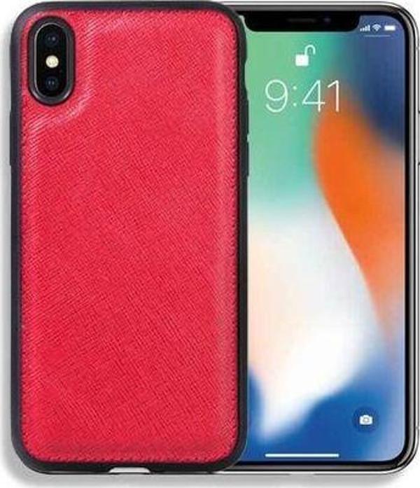 Guard Kırmızı Saffiano Hakiki Deri iPhone X / XS Kılıfı - Image 1