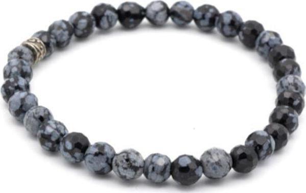 Hakiki Faset Kesim Doğal Kar Tanesi Obsidyen Bileklik 1 Kalite - Image 1