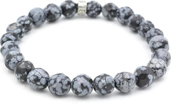 Hakiki Faset Kesim Doğal Kar Tanesi Obsidyen Taşı Bileklik 001 - Image 1