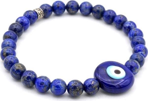 Murano Camı Nazar Boncuğu Tasarım Doğal Lapis Lazuli Taşı Bileklik - Image 1