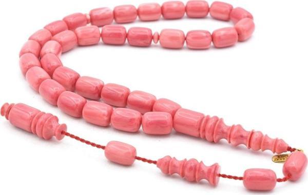 Hakkı Usta Imzalı Kapsül Kesim Hareli Pembe Katalin Tesbih Iri Boy - Image 1