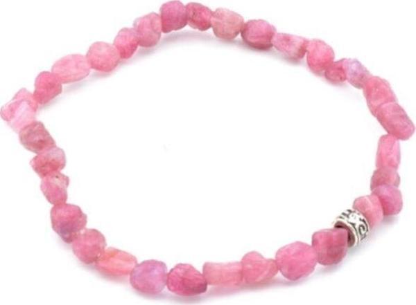 Unisex Pembe Hakiki Amorf Kesim Doğal Turmalin Taşı Bileklik - Image 1