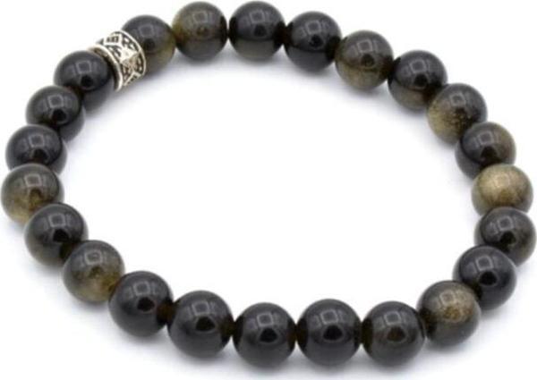 Unisex Siyah Rainbow Obsidyen Bileklik 001 - Image 1