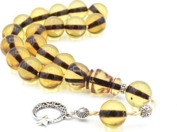 Sistemli Küre Kesim Sarı Sıkma Kehribar Efe Maskot Tesbih - Image 1