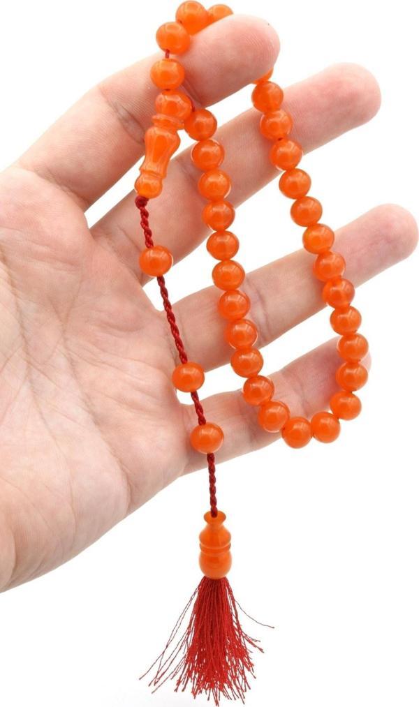 Usta Işi Saçaklı Sistemli Küre Kesim Turuncu Katalin Tesbih - Image 1