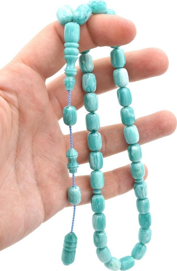 Usta Işi Sistemli Kapsül Kesim Hareli Turkuaz Katalin Tesbih - Image 1