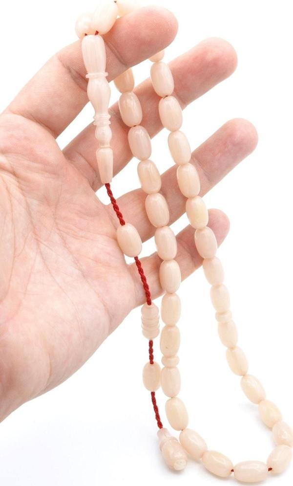 Usta Işi Sistemli Kapsül Kesim Iri Boy Beyaz Katalin Tesbih - Image 1