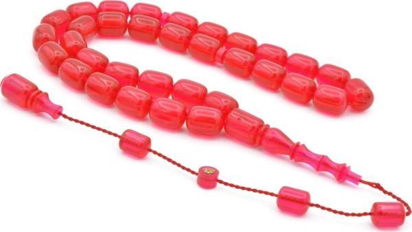 Bünyamin Usta İmzalı Kapsül Pembe Ateş Kehribar Tesbih - Image 1