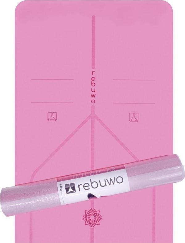 Rebuwo Hizalamalı 5mm Kaydırmaz Doğal Kauçuk Yoga Matı Pilates Mat 183 X 68 Cm - Image 1