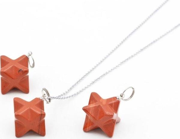 Hakiki Doğal Jasper Taşı Merkaba Kolye Ucu - Image 1