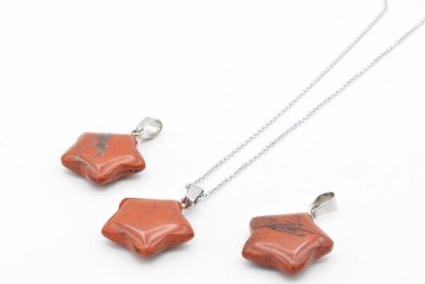Hakiki Doğal Jasper Taşı Yıldız Kolye Ucu 1.kalite - Image 1