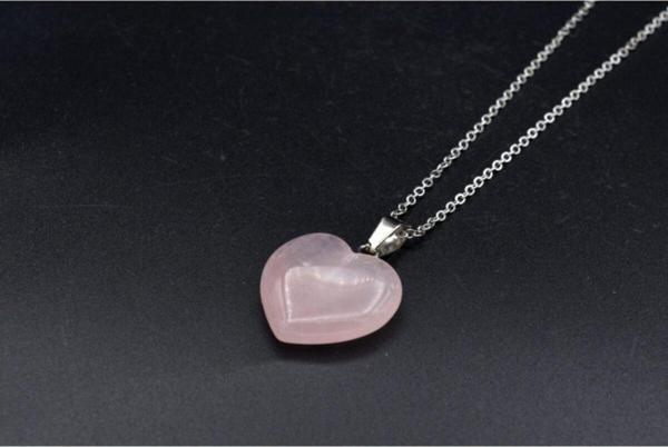 Hakiki Doğal Kalp Pembe Kuvars Kolye Ucu 1.kalite 001 - Image 1