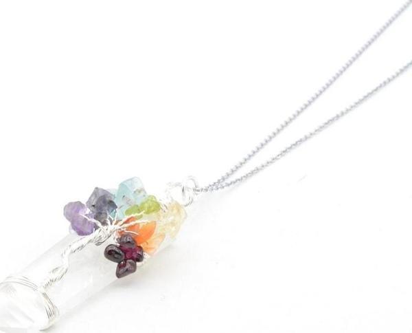 Hakiki Doğal Karışık Çakra Taşlı Kristal Kuvars Taşı Kolye Ucu 1.kalite - Image 1