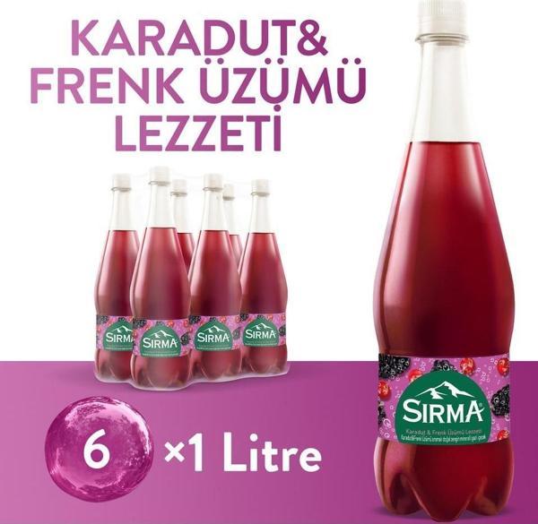 Sırma B Vitaminli Karadut & Frenk Üzümü Aromalı Doğal Maden Suyu 1 Lt X 6 Adet - Image 1