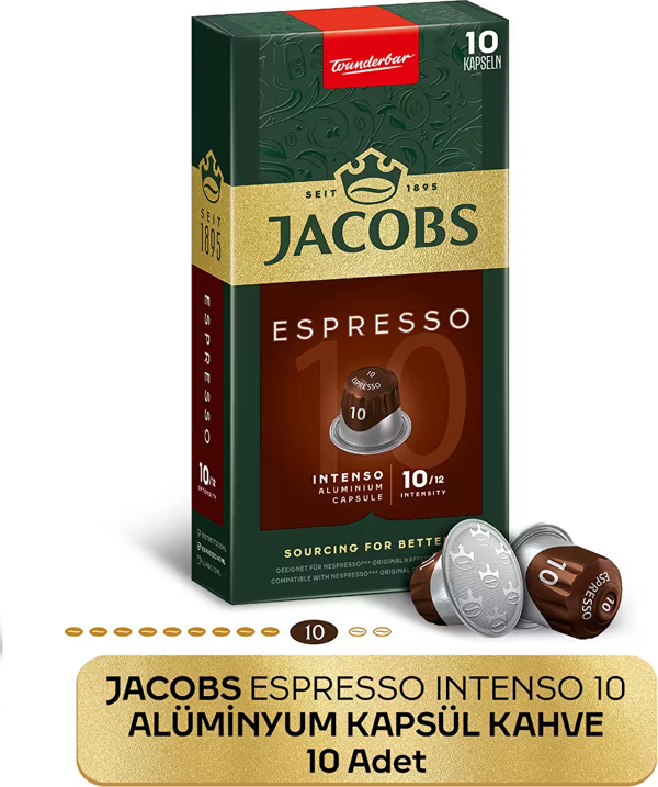 Jacobs Espresso 10 Intenso Nespresso Uyumlu Kapsül Kahve 10 Kapsül - Image 1