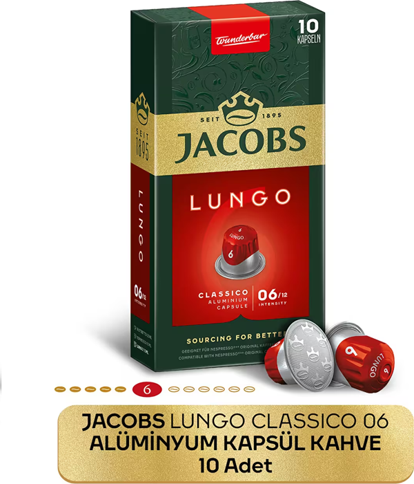 Jacobs Lungo 6 Classic Nespresso Uyumlu Kapsül Kahve 10 Kapsül - Image 1
