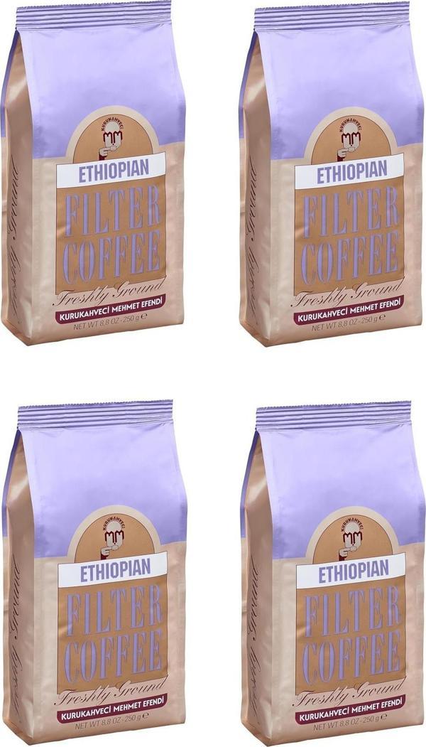Kurukahveci Mehmet Efendi Ethiopian Filtre Kahve Öğütülmüş 250 Gr X 4 Adet - Image 1