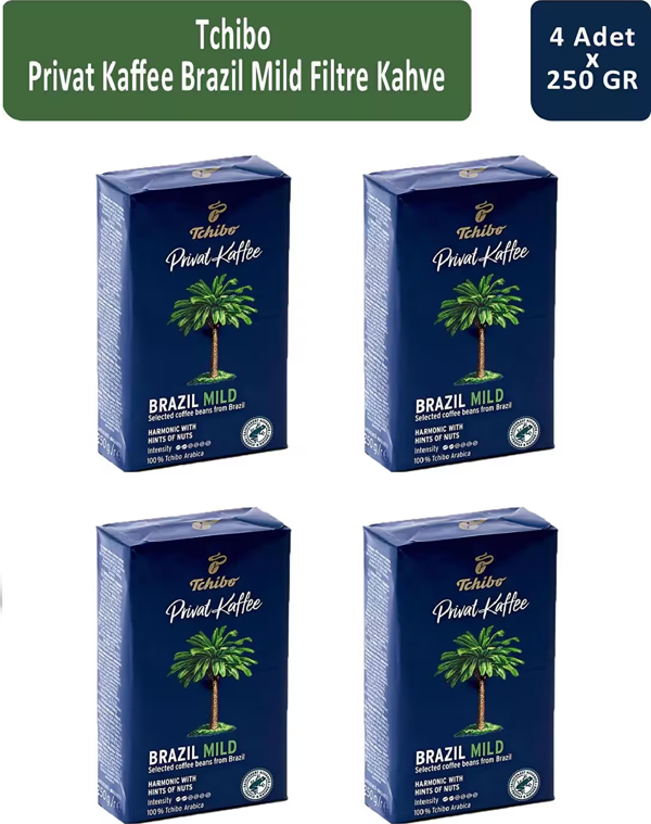 Tchibo Privat Kaffee Brazil Mild Filtre Kahve 250 Gr x 4 Adet - Image 1