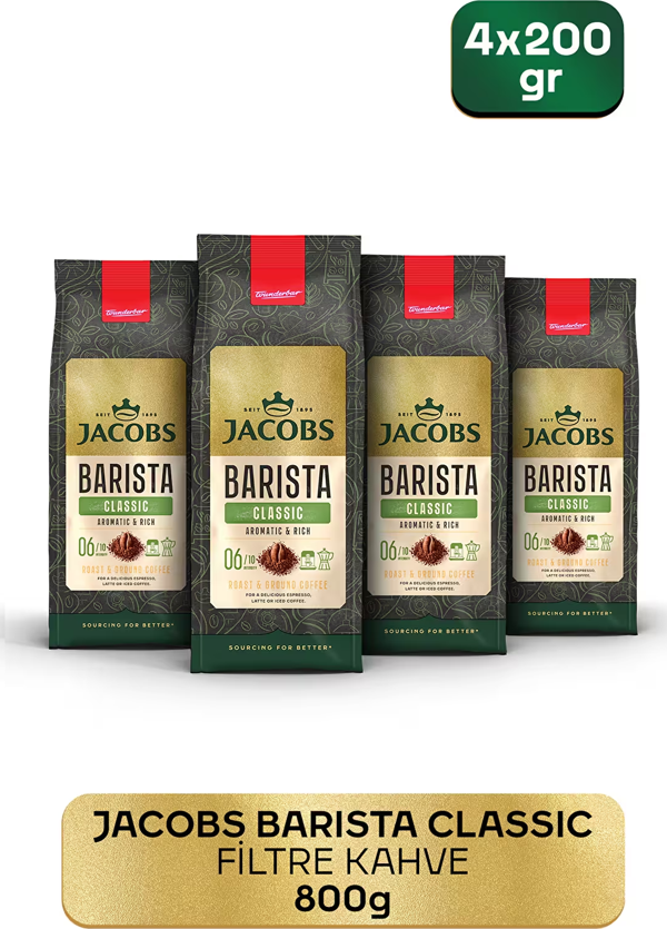 Jacobs Barista Clasic Filtre Kahve Öğütülmüş 200 gr X 4 Adet - Image 1