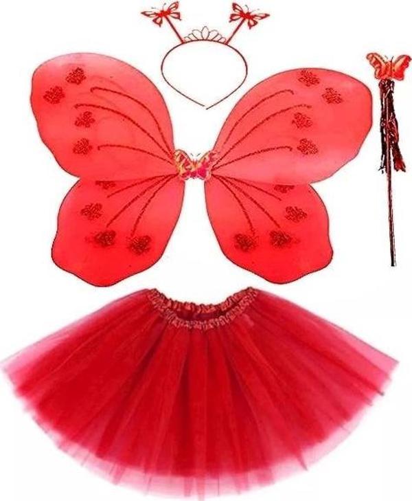Kırmızı Kelebek Kostümü - Kırmızı Kelebek Kostüm Aksesuar Seti 4 Parça - Image 1