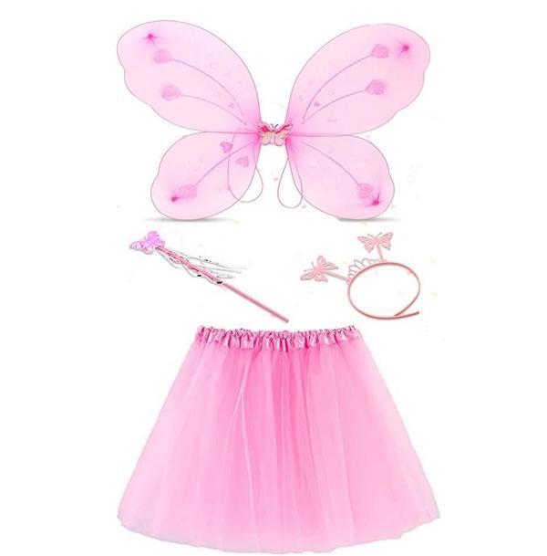 Toz Pembe Kelebek Kostümü - Toz Pembe Kelebek Kostüm Aksesuar Seti 4 Parça - Image 1