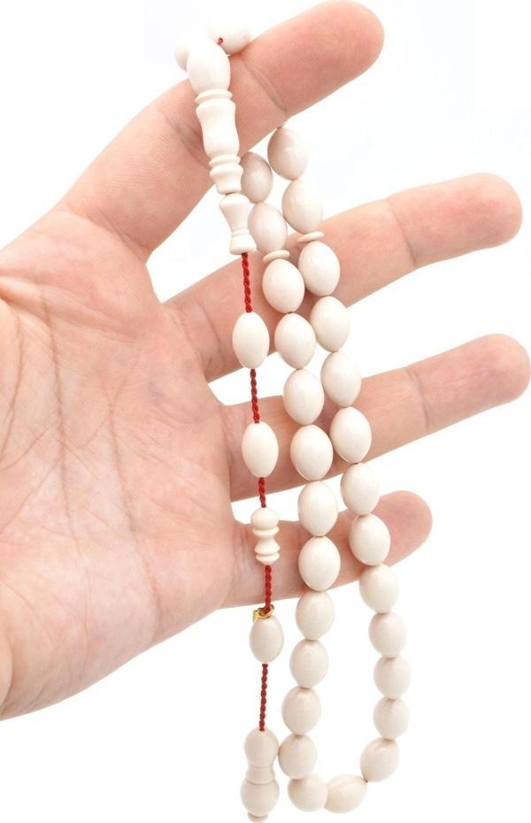 Hakkı Usta Imzalı Beyzi Kesim Beyaz Katalin Tesbih - Image 1