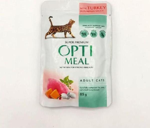 Optimeal Hindili Ciğerli Balkabağı Soslu Kedi Konservesi 85 gr - Image 1