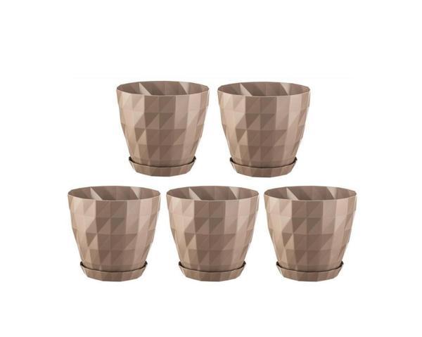 Omnipazar SO-KRT2 Dekoratif Kristal Saksı Takımı 1.15 lt Mocha 5 Adet - Image 1
