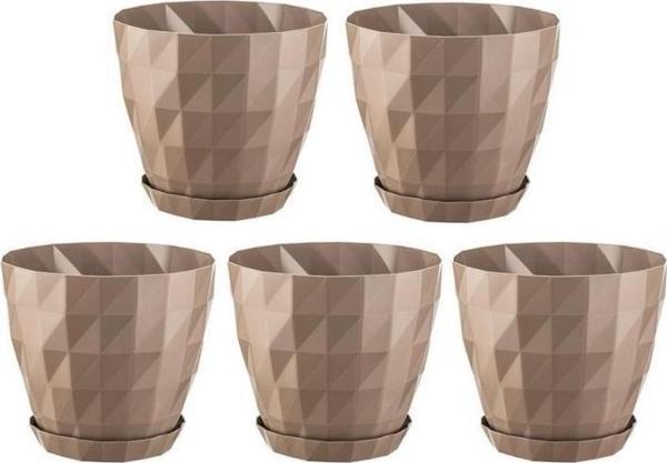 Omnipazar SO-KRT2 Dekoratif Kristal Saksı Takımı 1.15 lt Mocha 5 Adet - Image 1