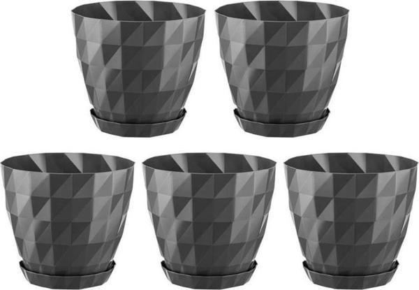 Omnipazar SO-KRT3 Dekoratif Kristal Saksı Takımı 1.85 lt Antrasit 5 Adet - Image 1