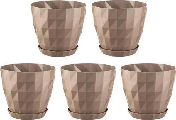 Omnipazar SO-KRT1 Dekoratif Kristal Saksı Takımı 0.6 Lt Mocha 5 Adet - Image 1