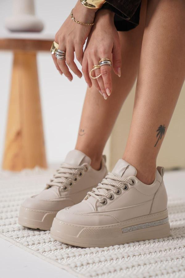 Alice Kadın Bej Gizli Topuklu Sneaker - Image 1